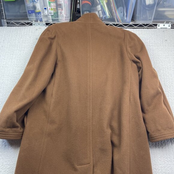VTG Holt Renfrew Wool / Cashmere Dress Coat Mocha Brown Women Sz 10 Canada Made - Picture 12 of 13
